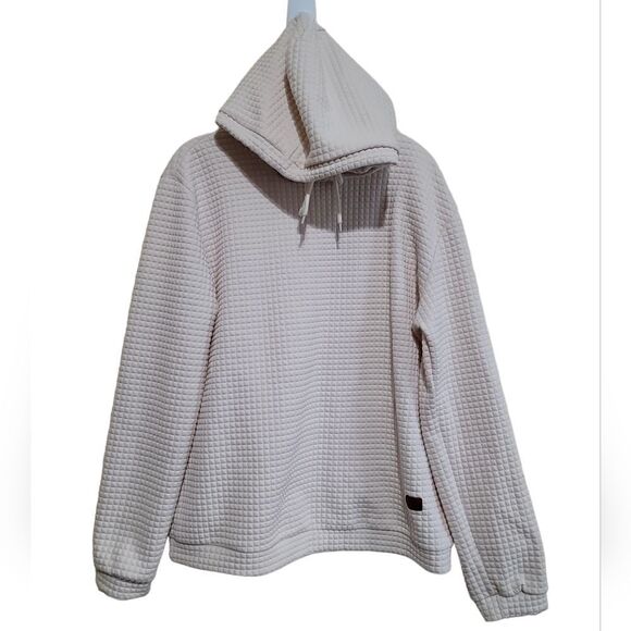 FancyQube Men's Cream Quilted Hooded LongSleeve Sweater Sz XLARGE - Picture 1 of 8